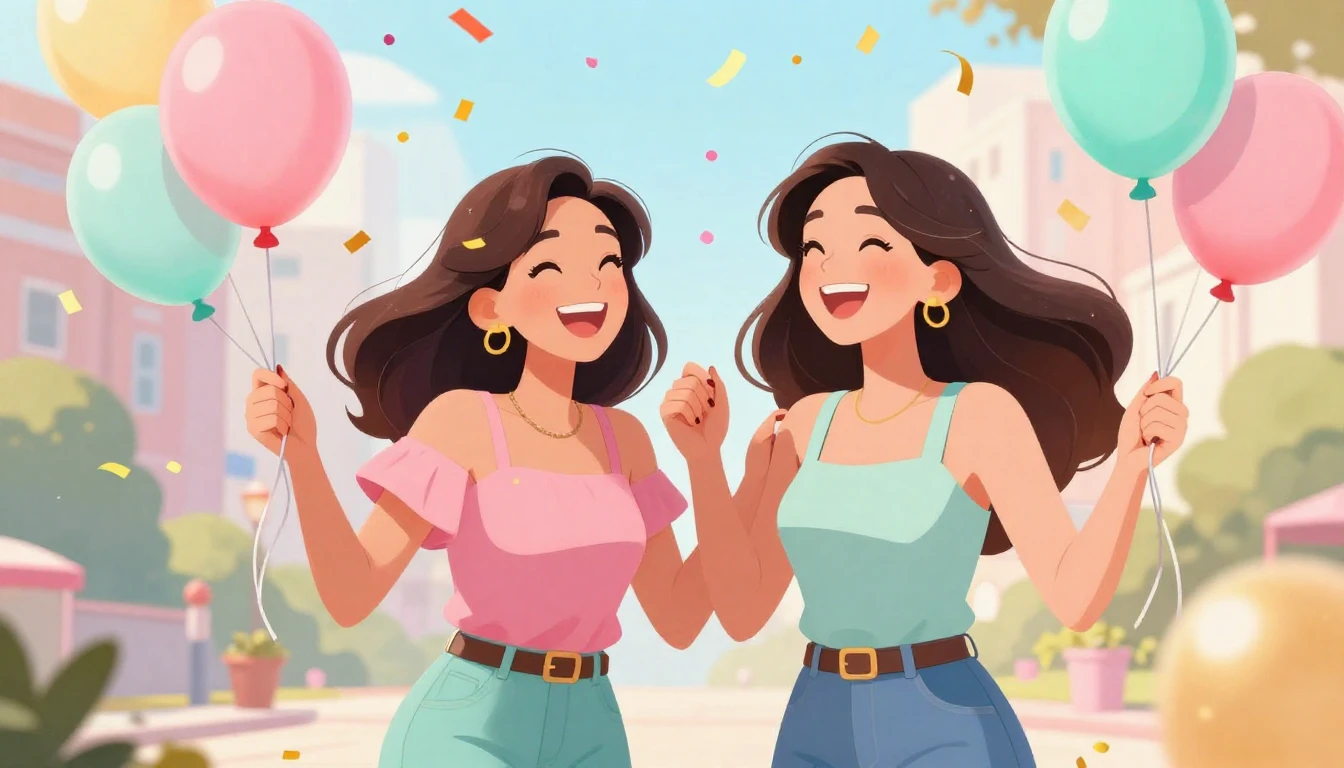 A vibrant and cheerful illustration celebrating friendship. ...
