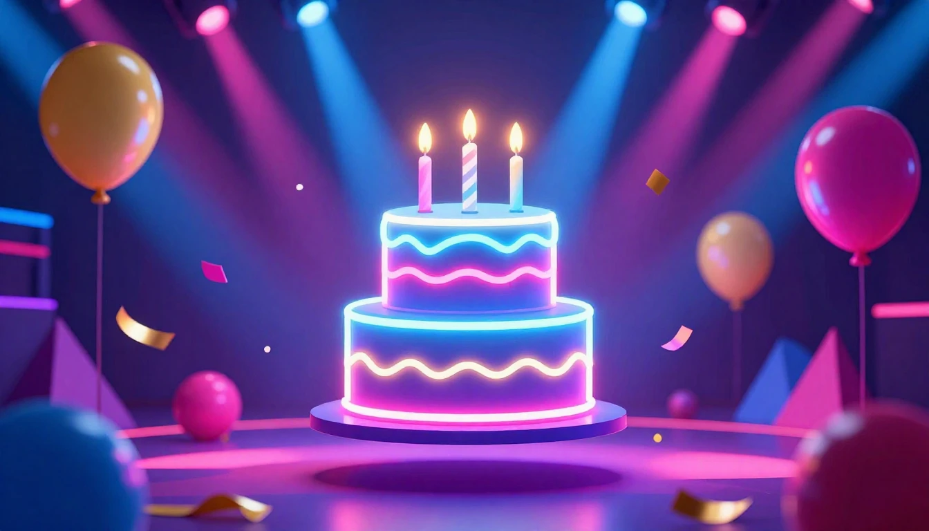 A vibrant and energetic birthday celebration scene featuring...