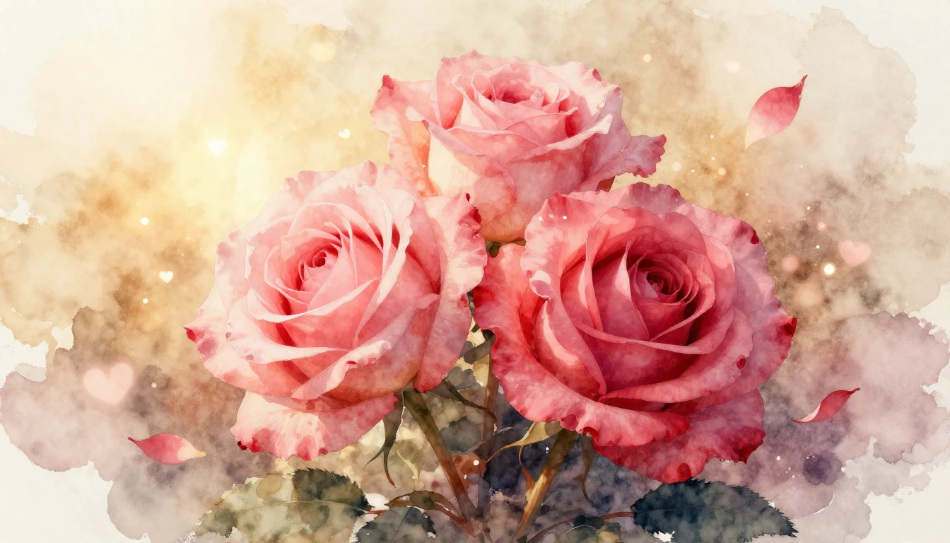 A delicate watercolor painting depicting two intertwined blo...