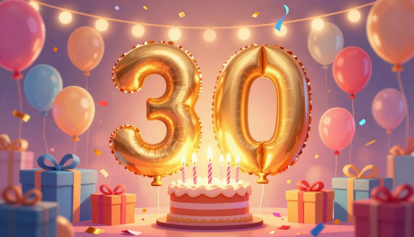 A vibrant and joyful illustration of a birthday celebration....