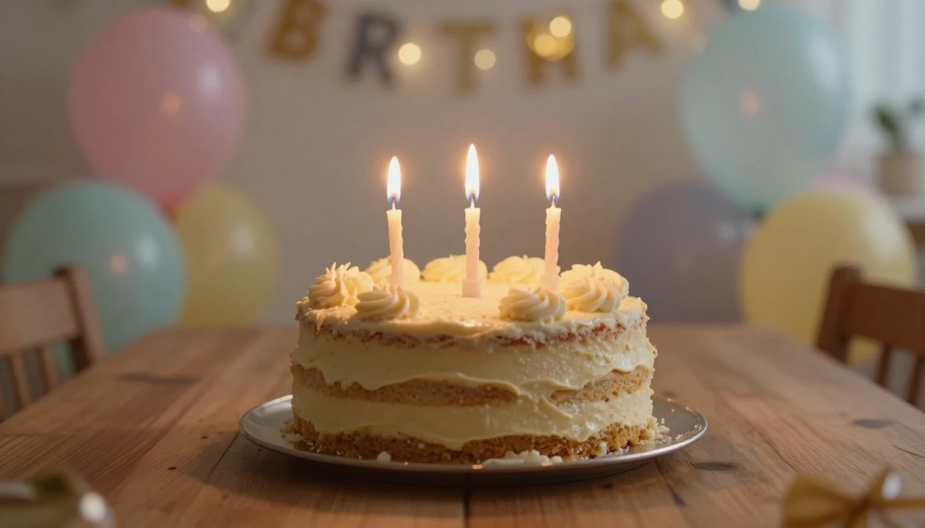 A warm and intimate birthday celebration setting, close-up o...