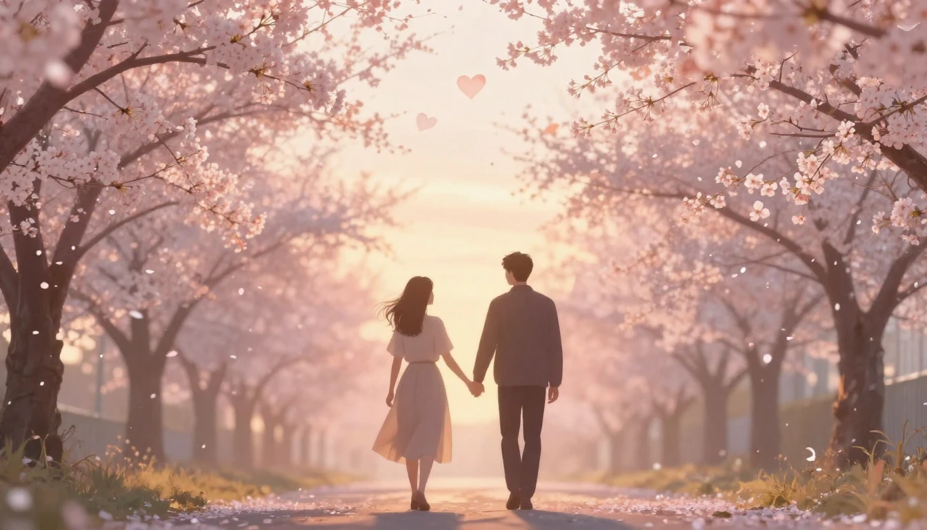 A romantic and dreamy composition featuring two silhouettes ...