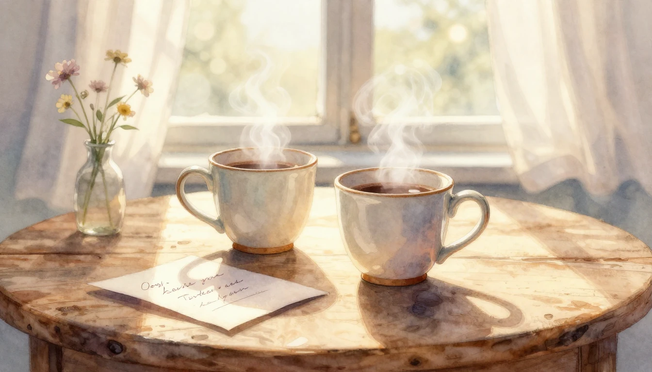 A romantic and cozy composition in soft watercolor style. Cl...