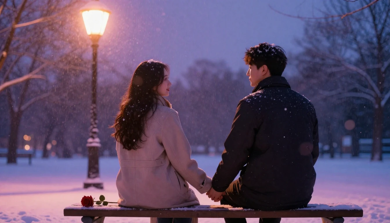 A romantic and intimate scene of a couple holding hands on a...
