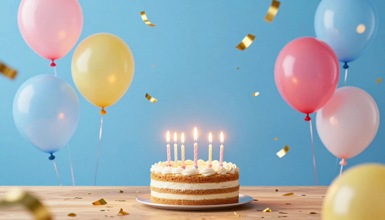 A bright and festive birthday celebration scene, colorful ba...