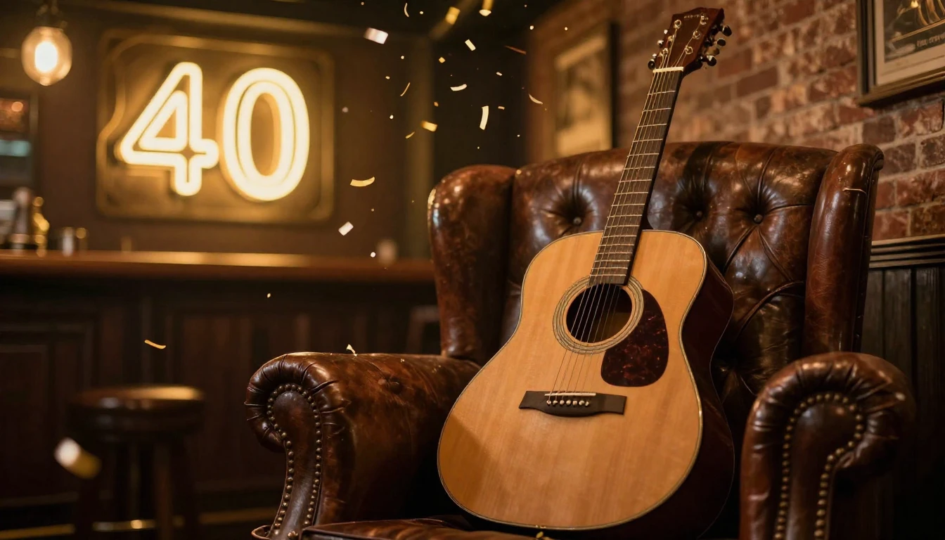 A stylish vintage-inspired album cover design celebrating a ...