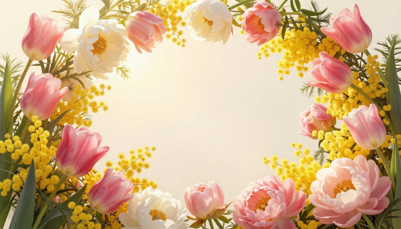 A breathtaking composition of various spring flowers like tu...