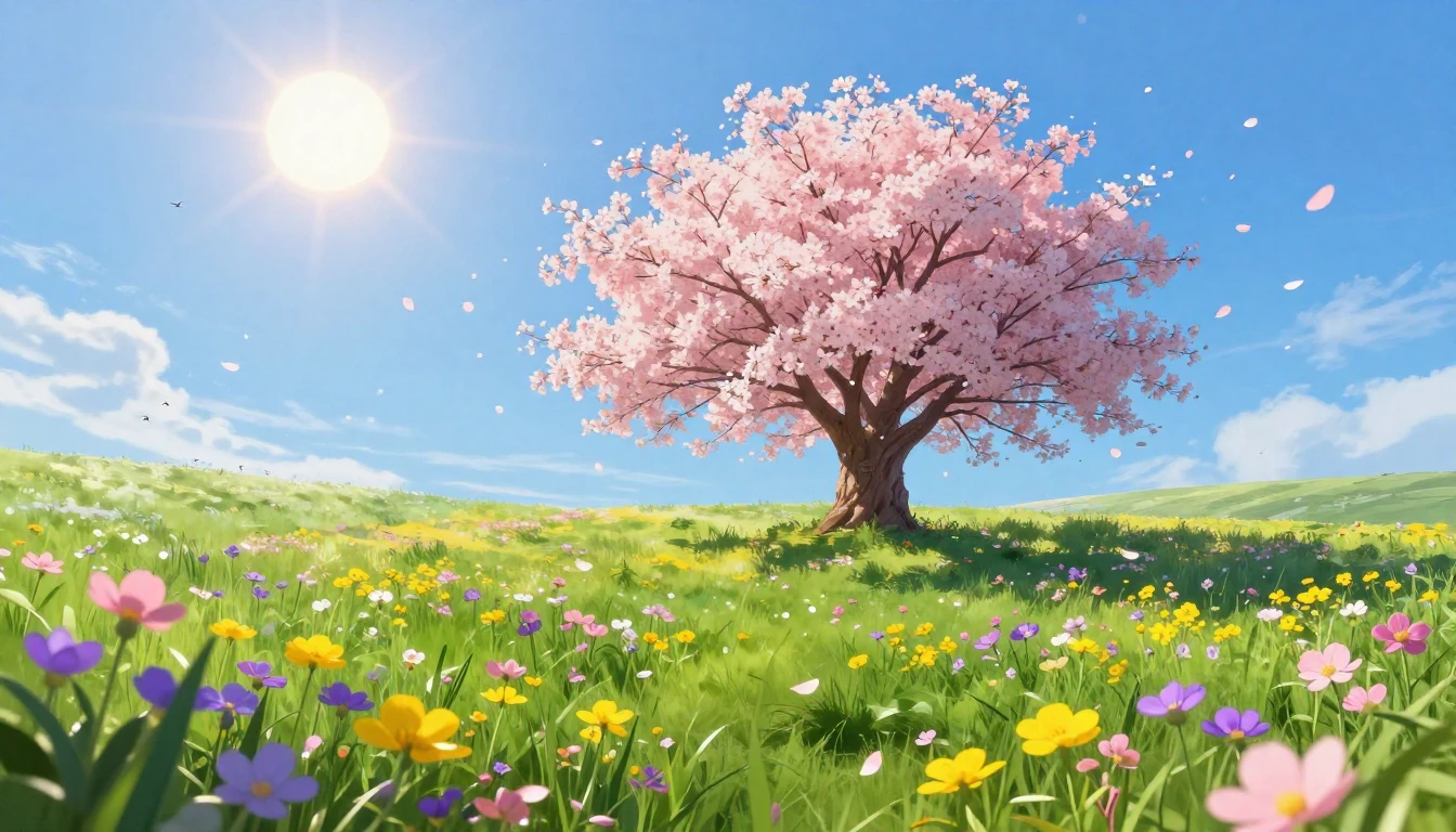 A vibrant and artistic scene depicting the arrival of spring...