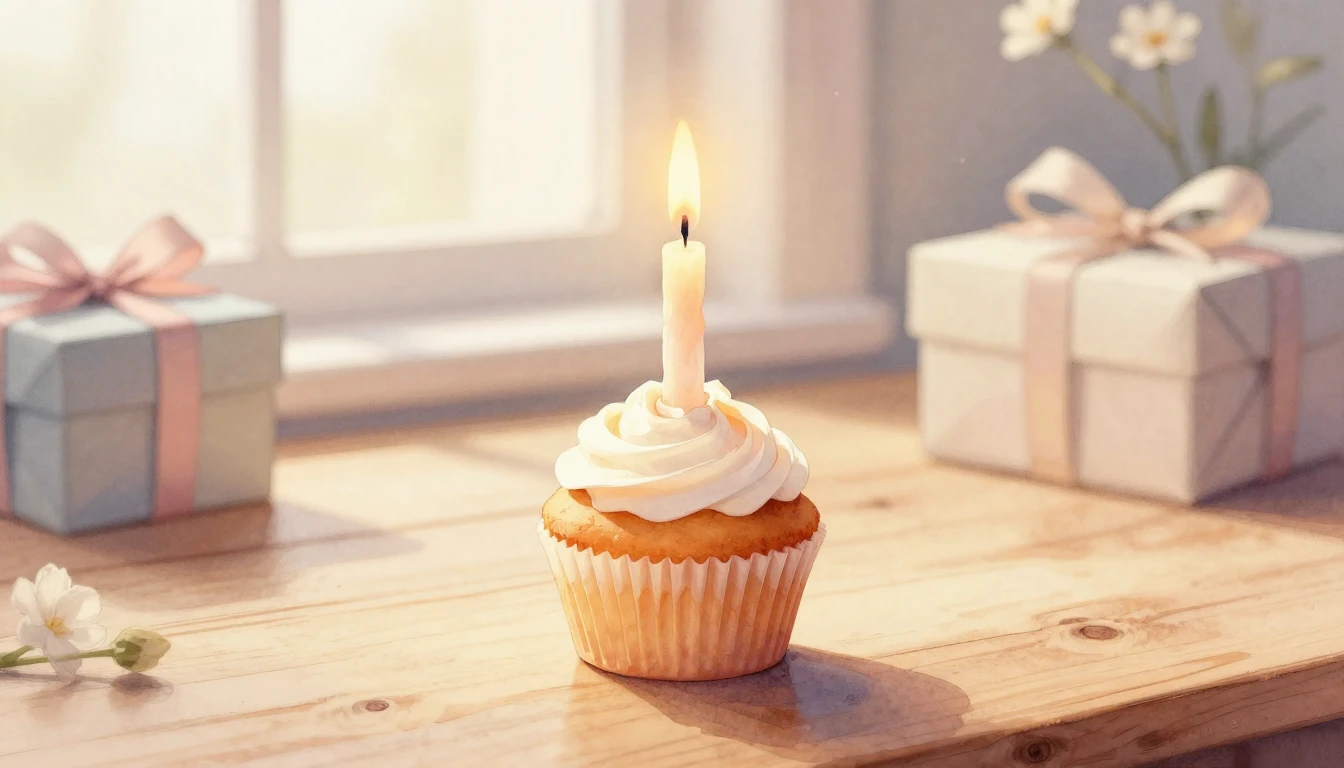 A beautiful watercolor painting of a single lit candle on a ...