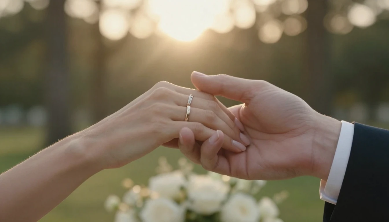 Close-up cinematic shot of two hands holding each other gent...