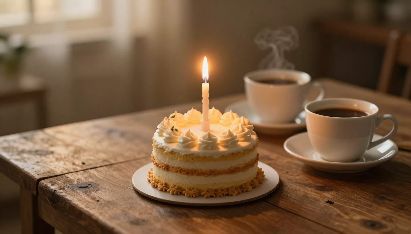 A warm and inviting scene showing a small, beautifully decor...