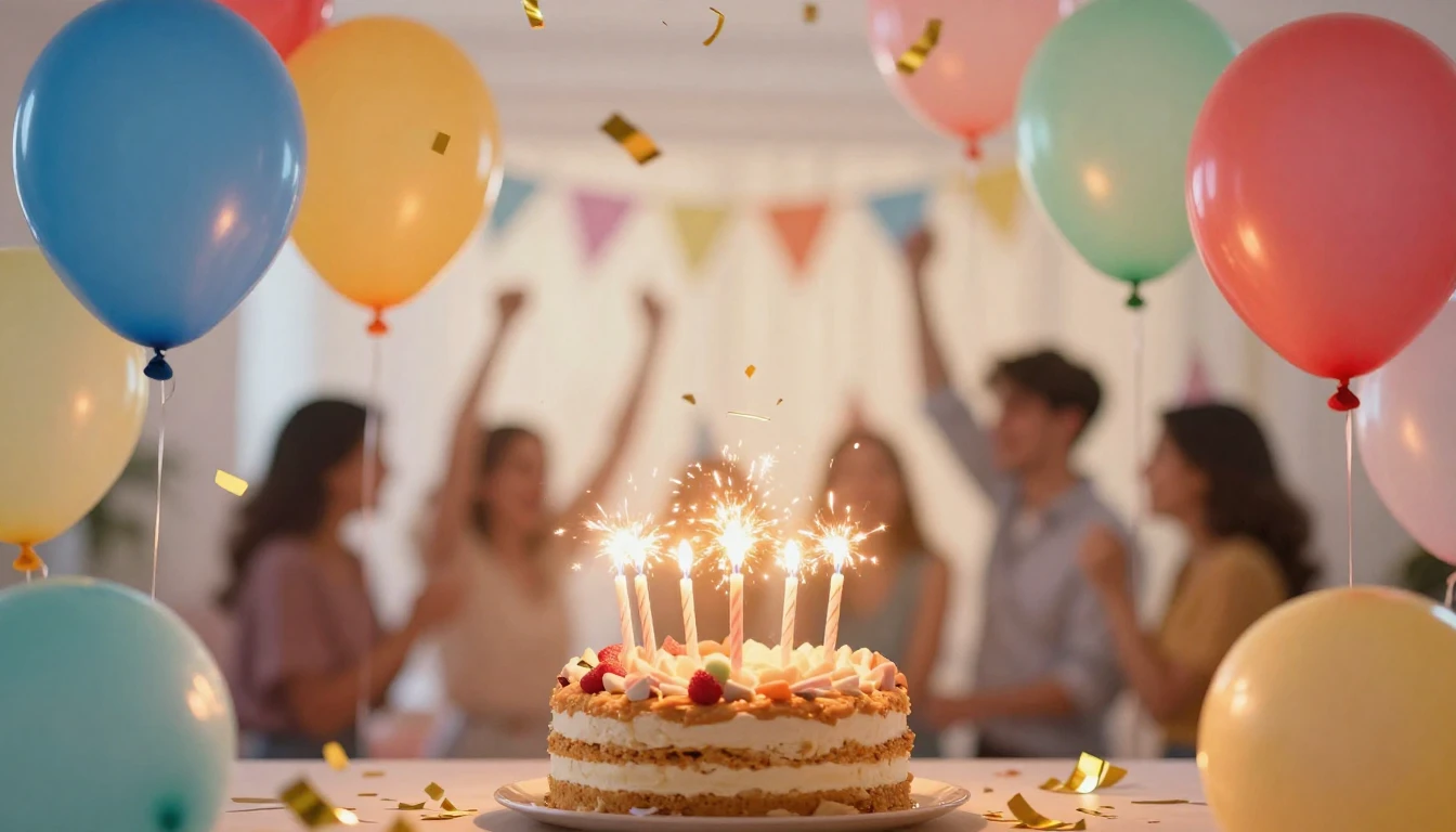 A vibrant and festive birthday celebration background, color...