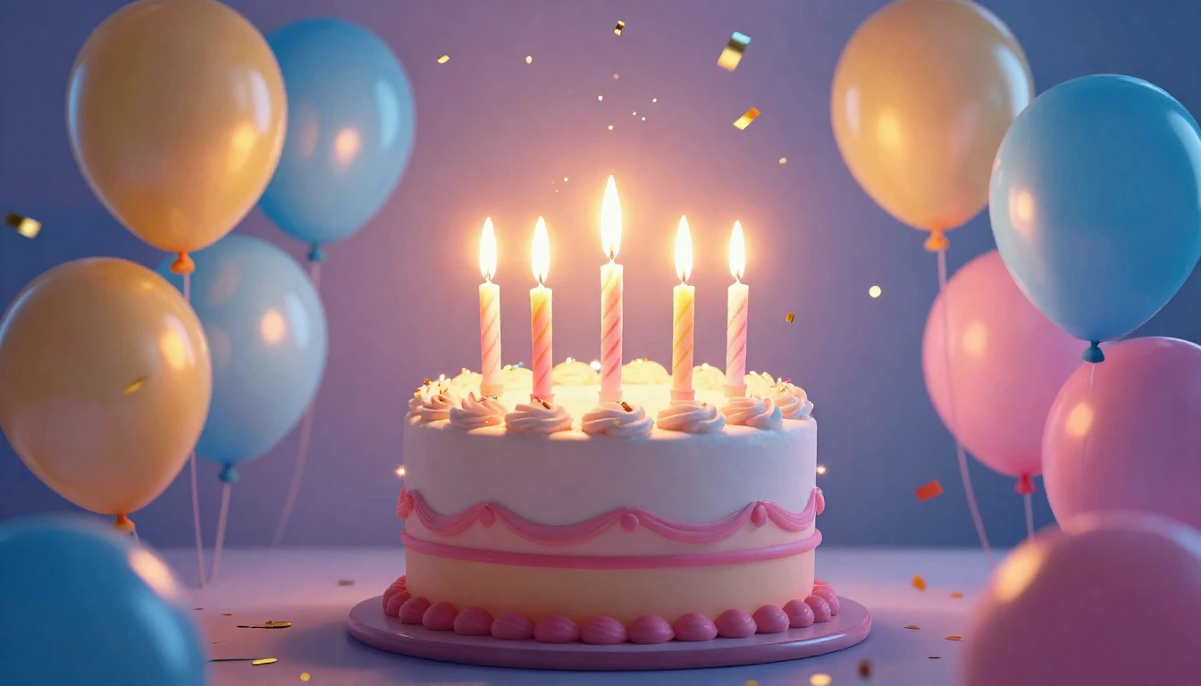 A vibrant and joyful scene depicting a birthday celebration....