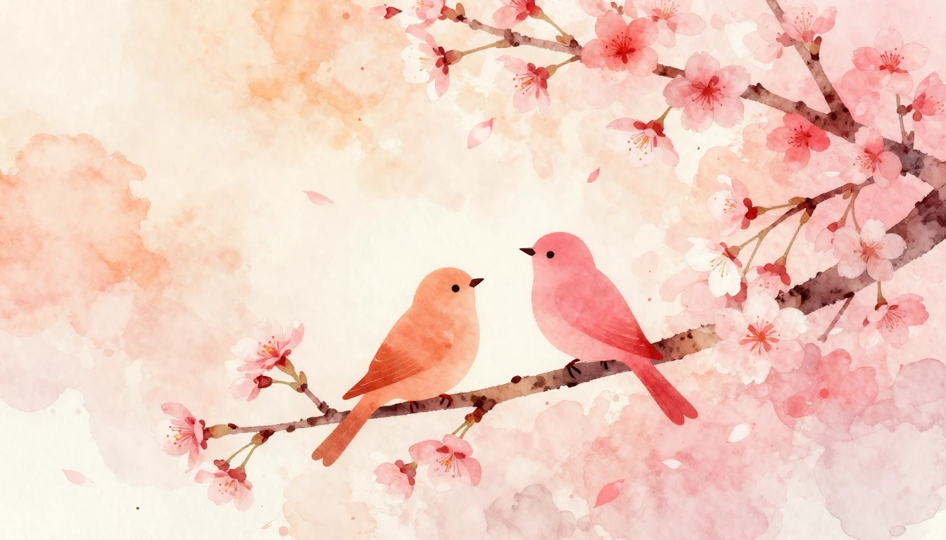 A soft watercolor painting depicting two stylized silhouette...