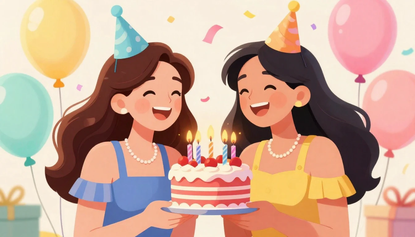 A vibrant and cheerful birthday celebration scene focusing o...