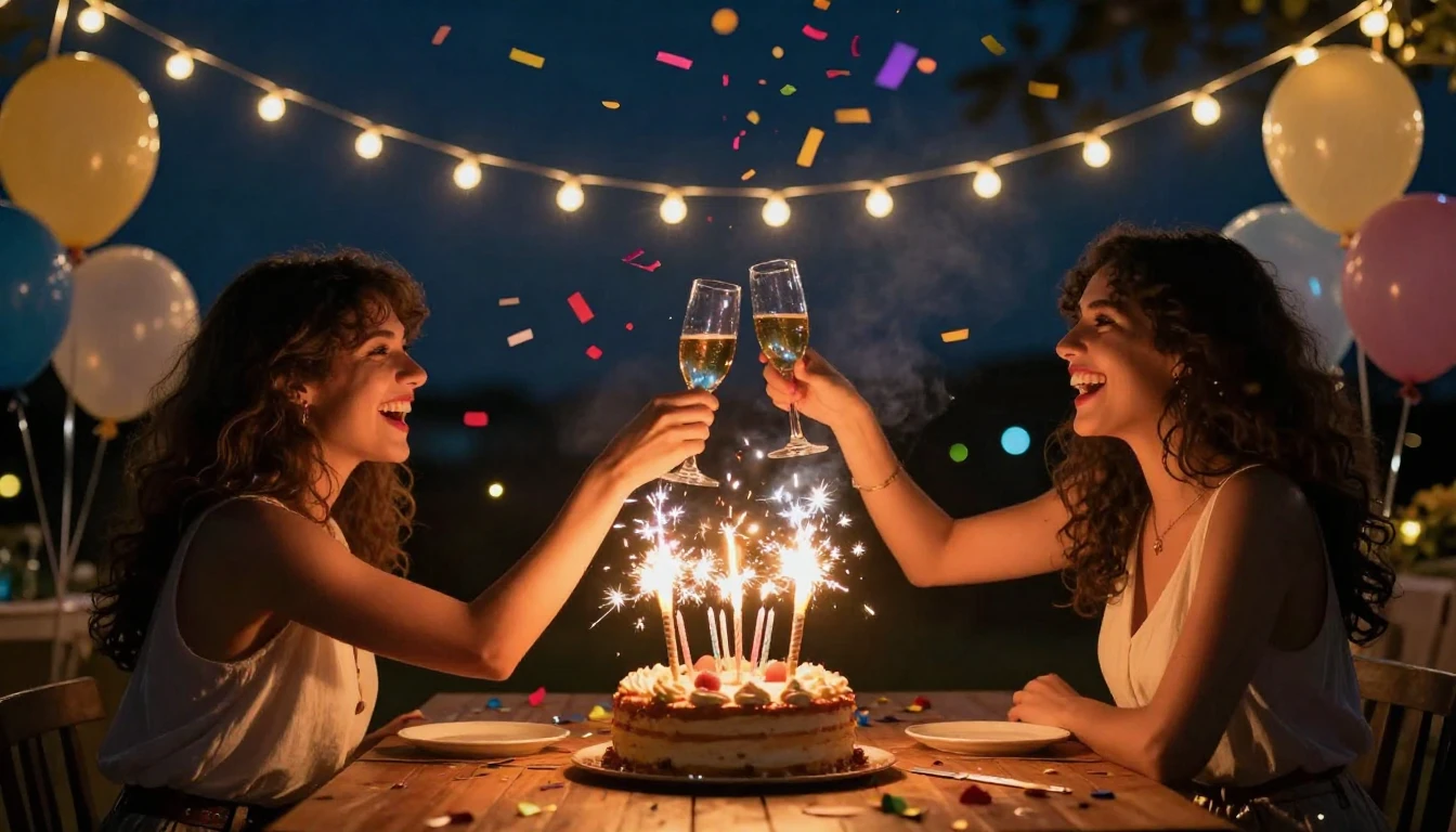 A vibrant and joyful celebration scene for a birthday party....