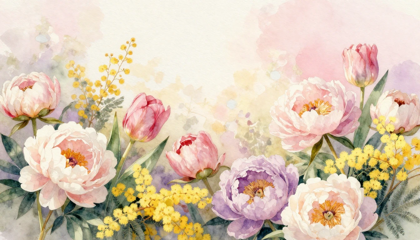 A beautiful watercolor painting of a blooming spring garden....