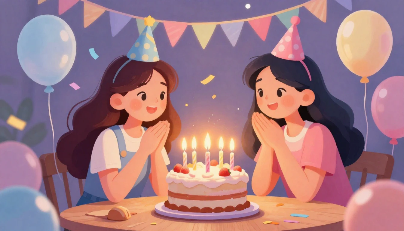 A vibrant and heartwarming digital art illustration of a bir...