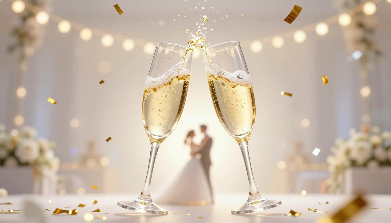 A vibrant and magical digital art scene symbolizing a weddin...