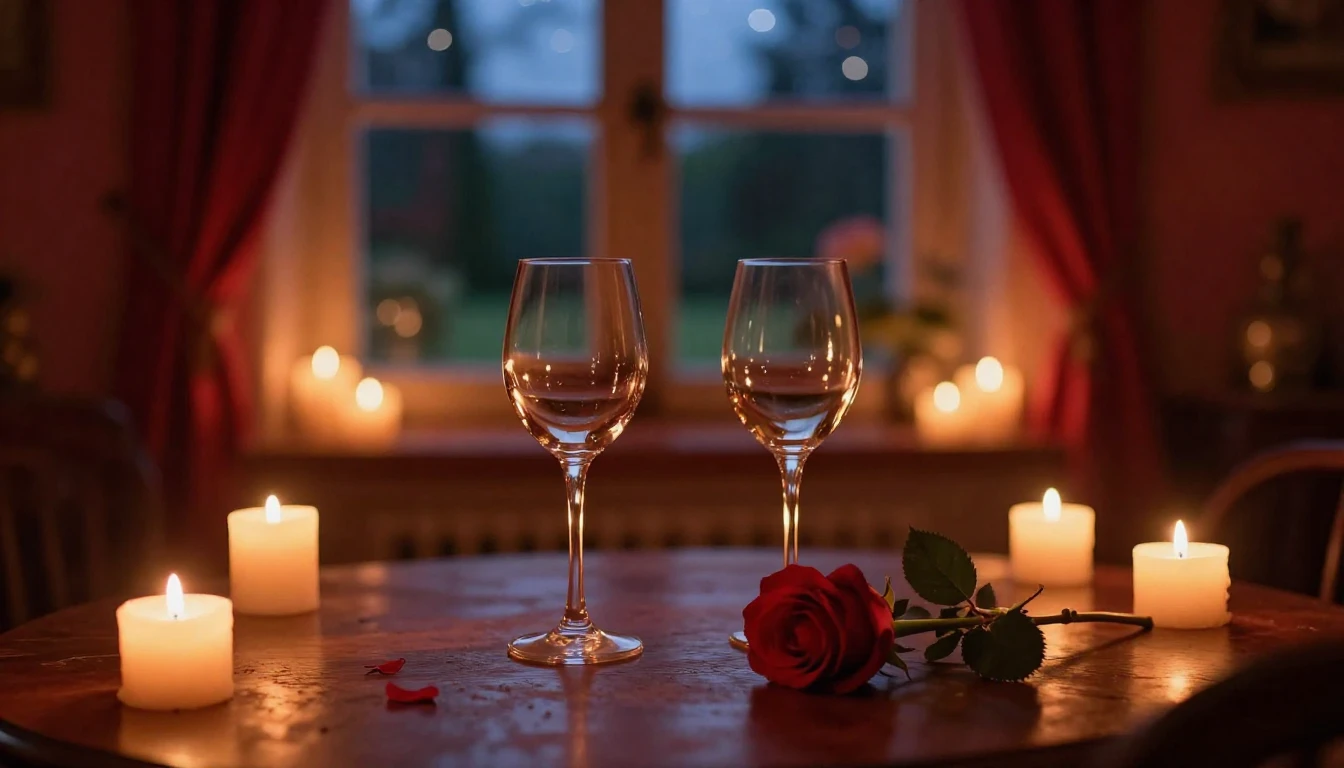 A warm, dimly lit room filled with the soft glow of numerous...