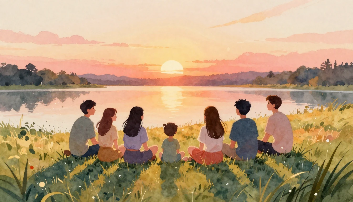 A beautiful watercolor illustration depicting a group of div...