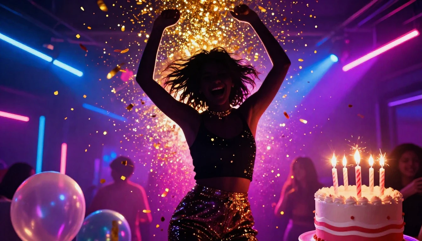 A vibrant and energetic album cover design featuring a silho...