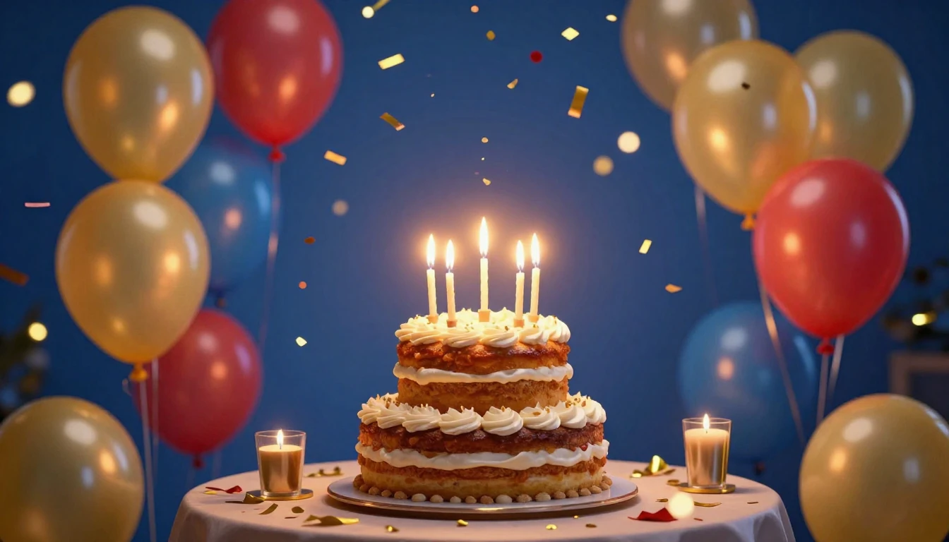 A vibrant and festive birthday celebration scene without spe...