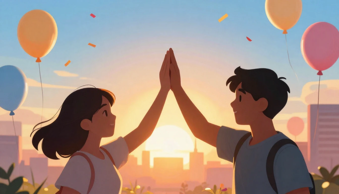 A vibrant and colorful digital illustration symbolizing frie...