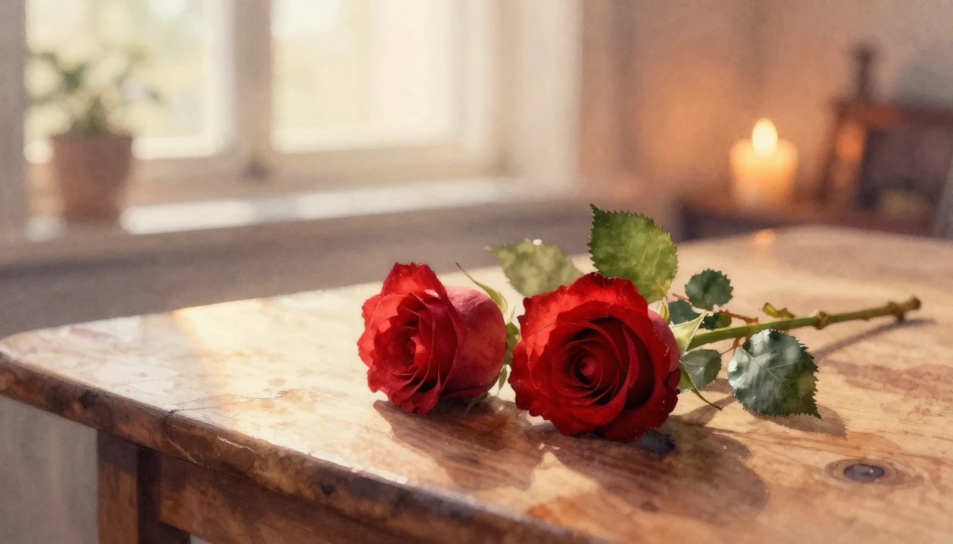 A beautiful and ethereal watercolor painting of two delicate...