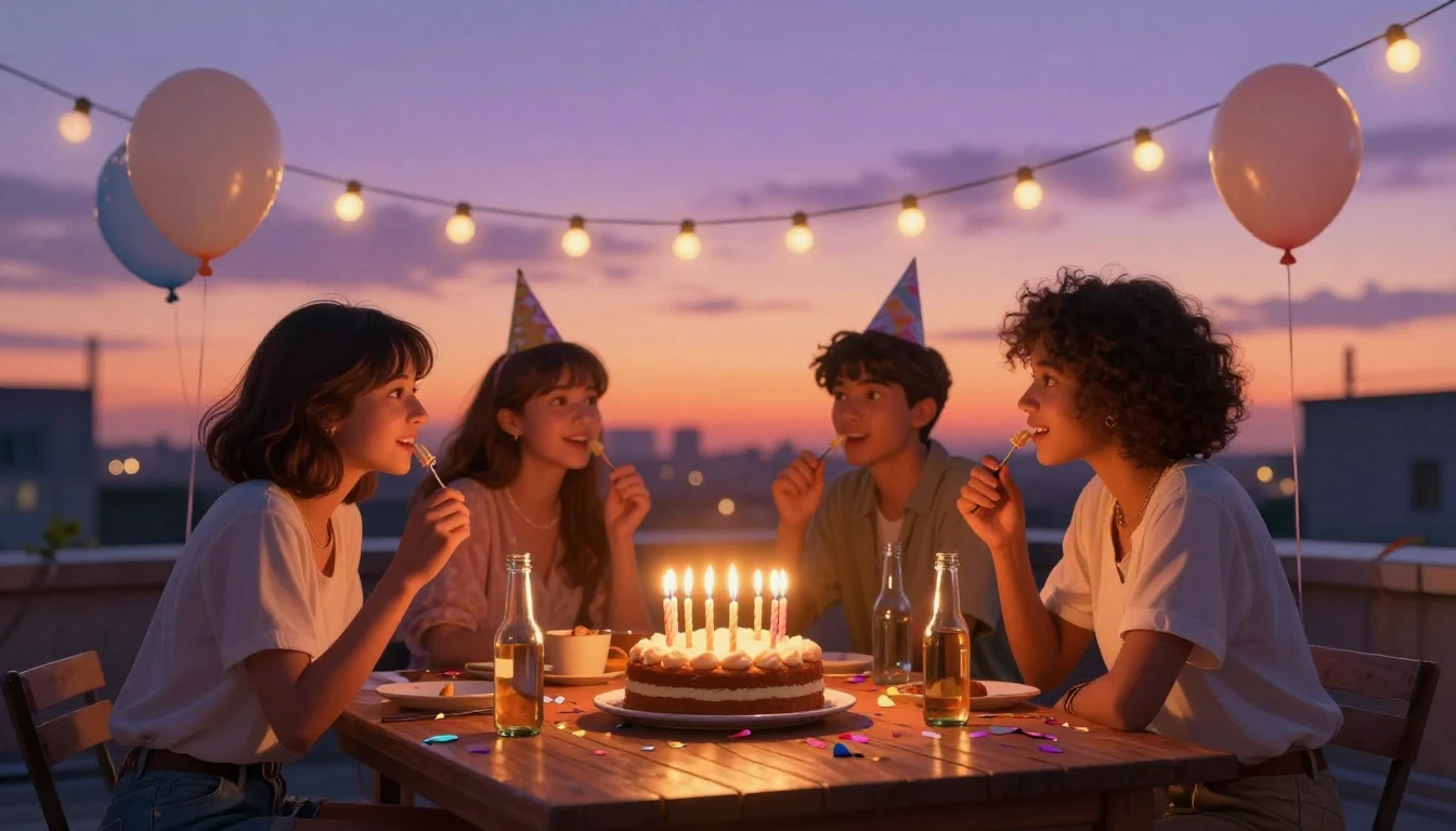 A vibrant and heartwarming digital art scene depicting a roo...