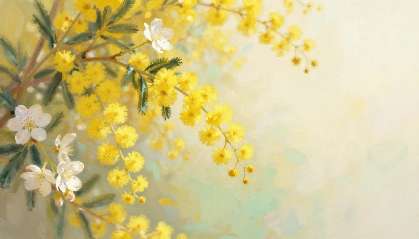 A beautiful and vibrant composition of yellow mimosa flowers...