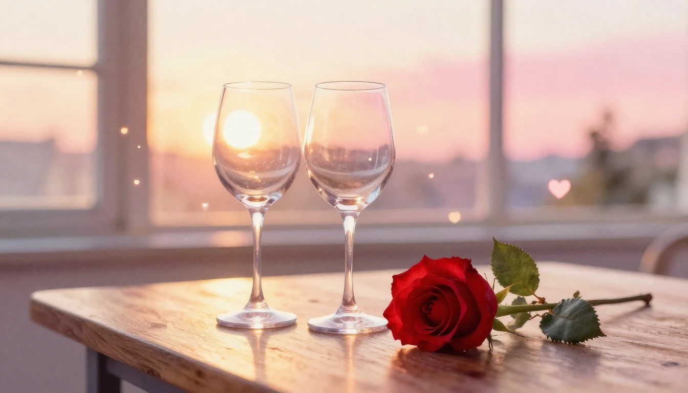 A beautiful watercolor painting of two delicate wine glasses...