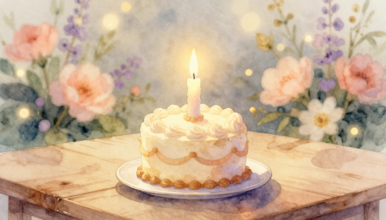 A beautiful, soft watercolor painting of a single glowing ca...