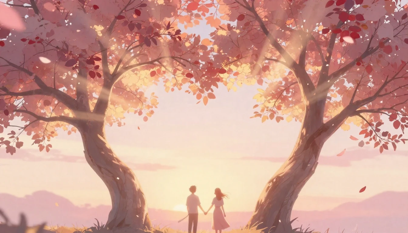 A romantic and ethereal composition showing two intertwined ...