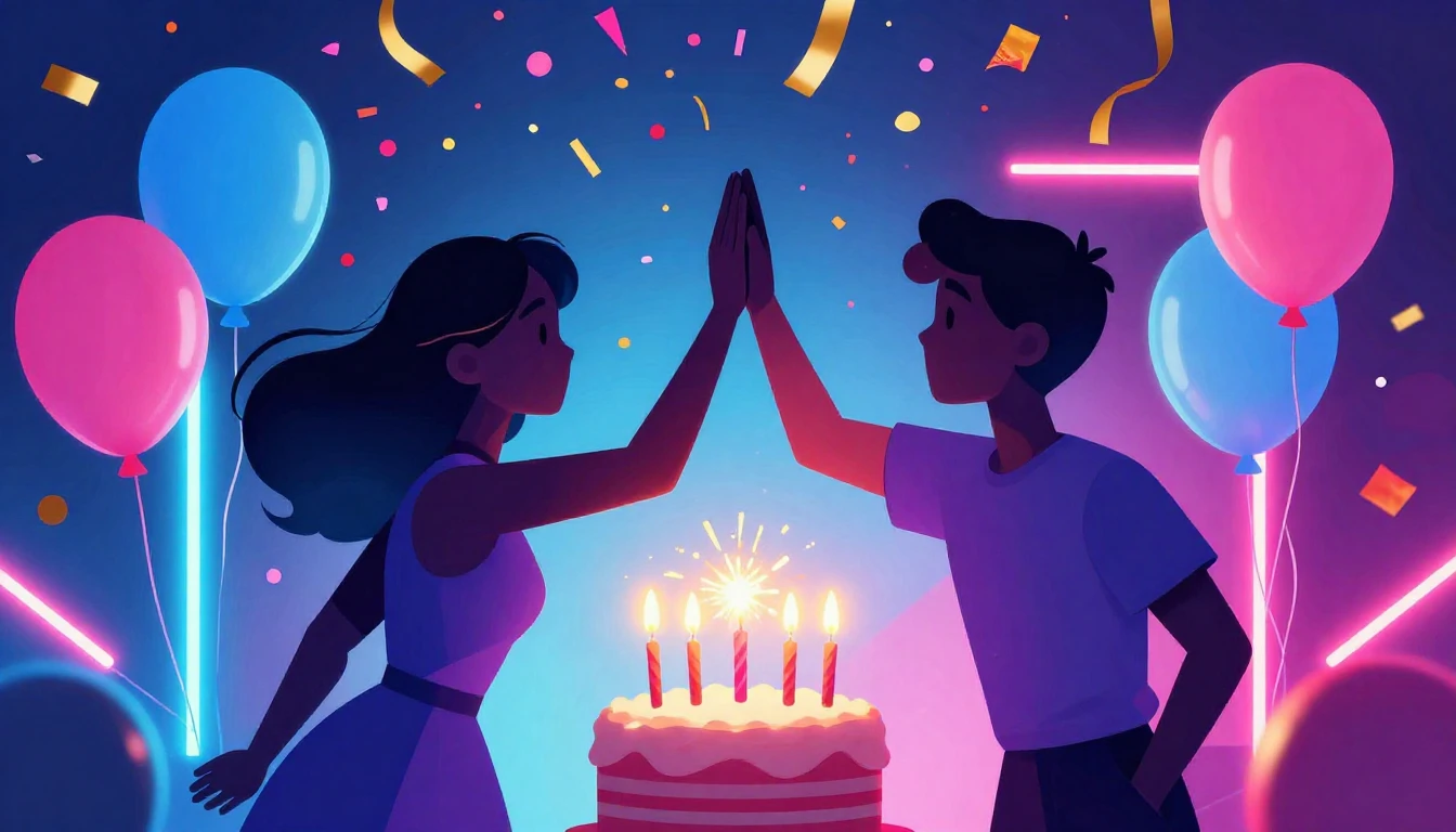 A vibrant digital art illustration symbolizing friendship an...