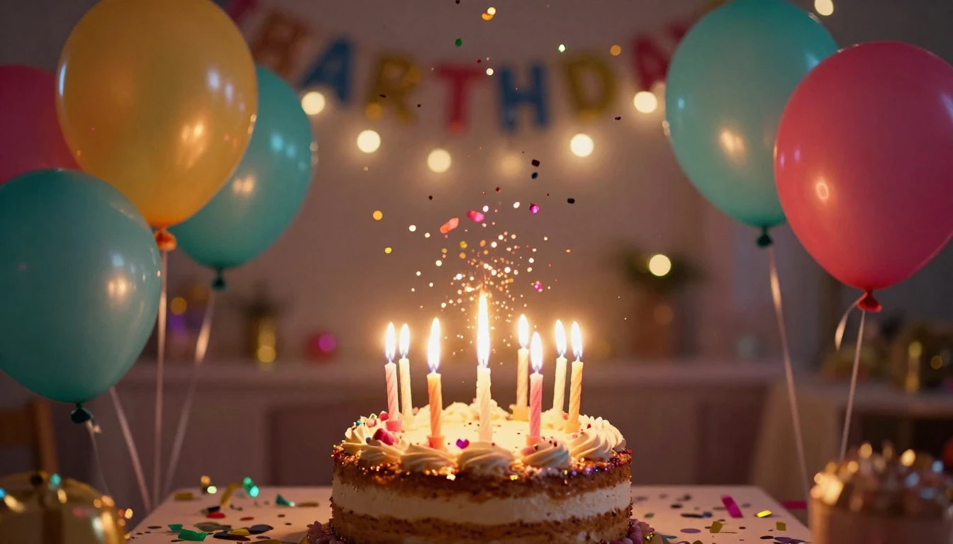 A festive and vibrant scene centered around a beautifully de...