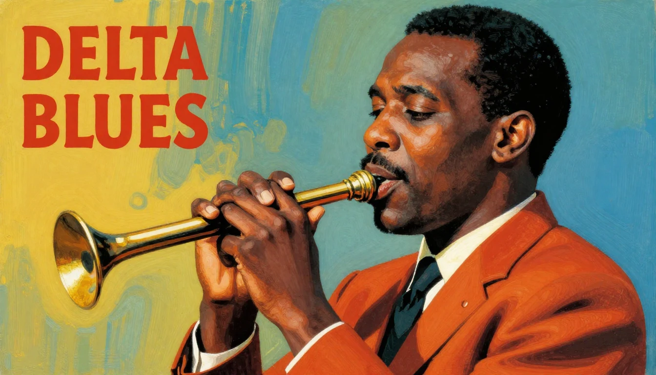 Album cover art for instrumental music about delta blues, ar...