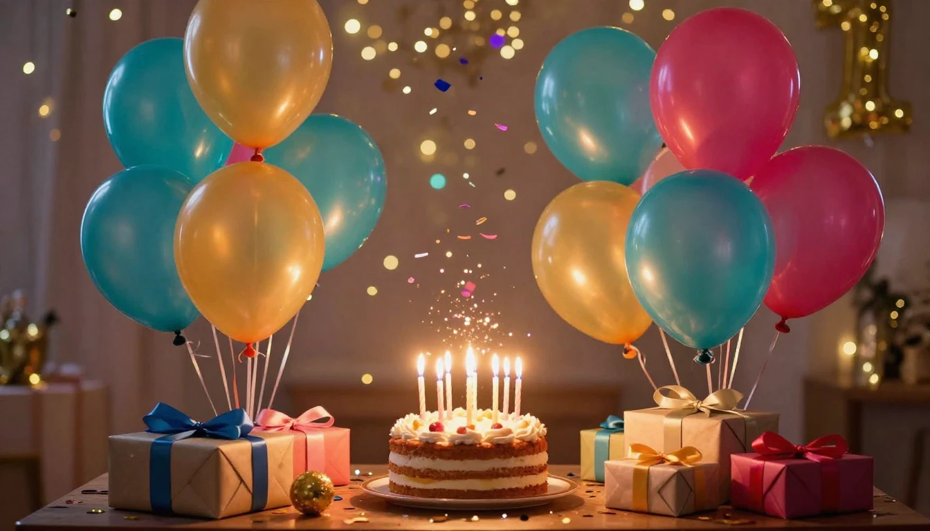 A festive and colorful scene celebrating friendship and joy....