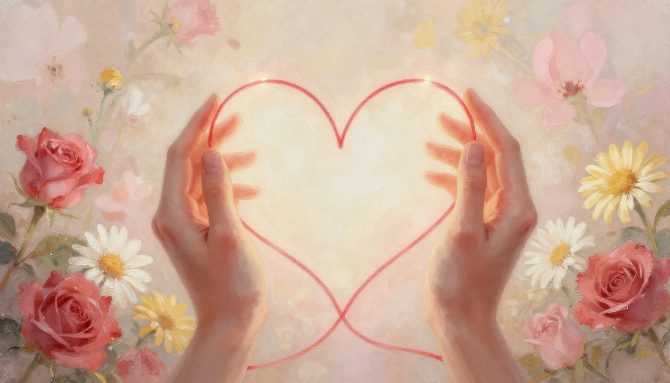 A dreamy and soft composition depicting two hands gently hol...