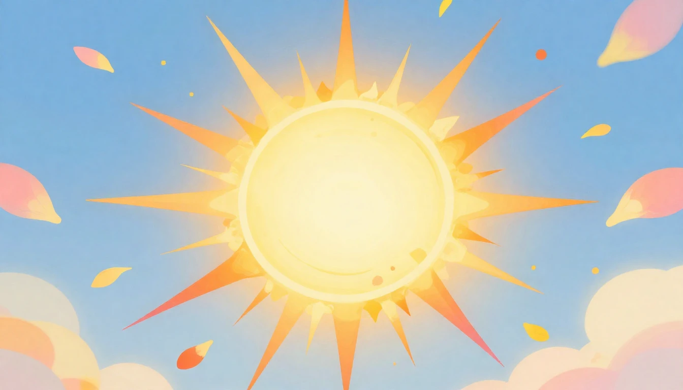 A vibrant explosion of warm colors like yellow, orange, and ...