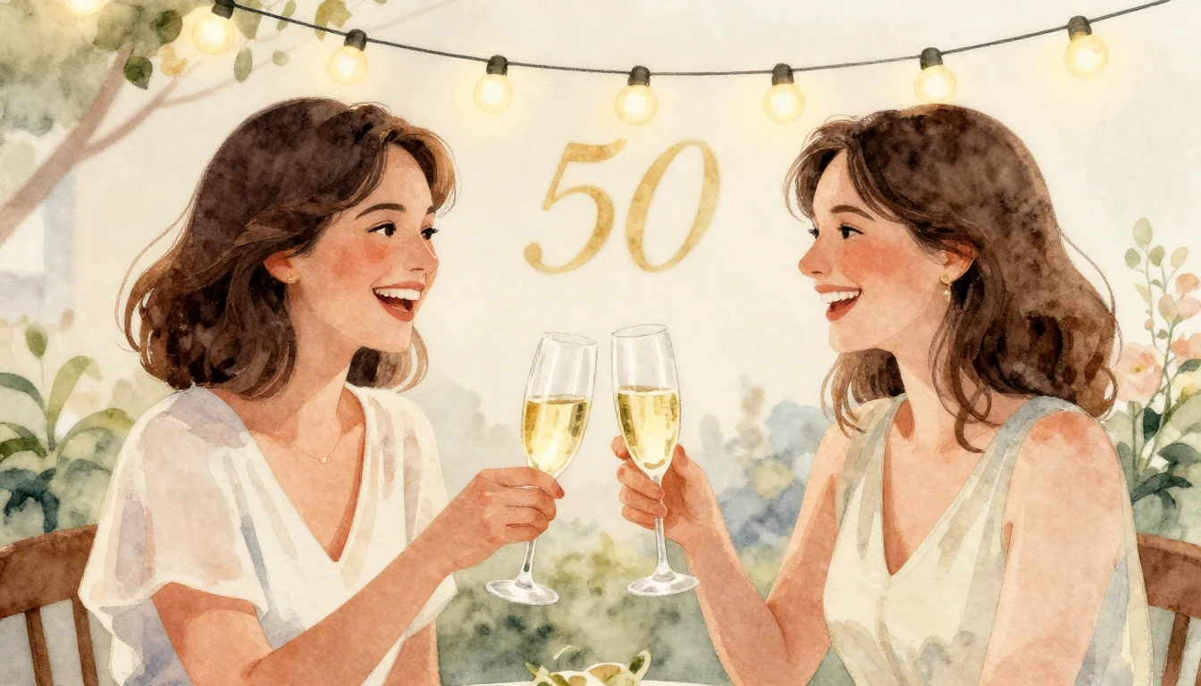 A heartwarming watercolor illustration of two women celebrat...