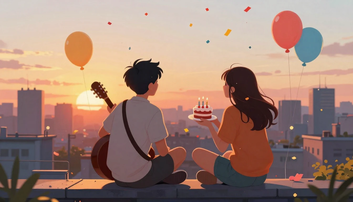 A heartwarming and vibrant illustration of two friends sitti...