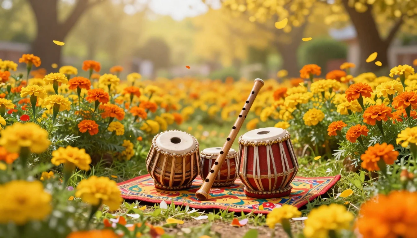 A vibrant scene celebrating the arrival of spring. The compo...