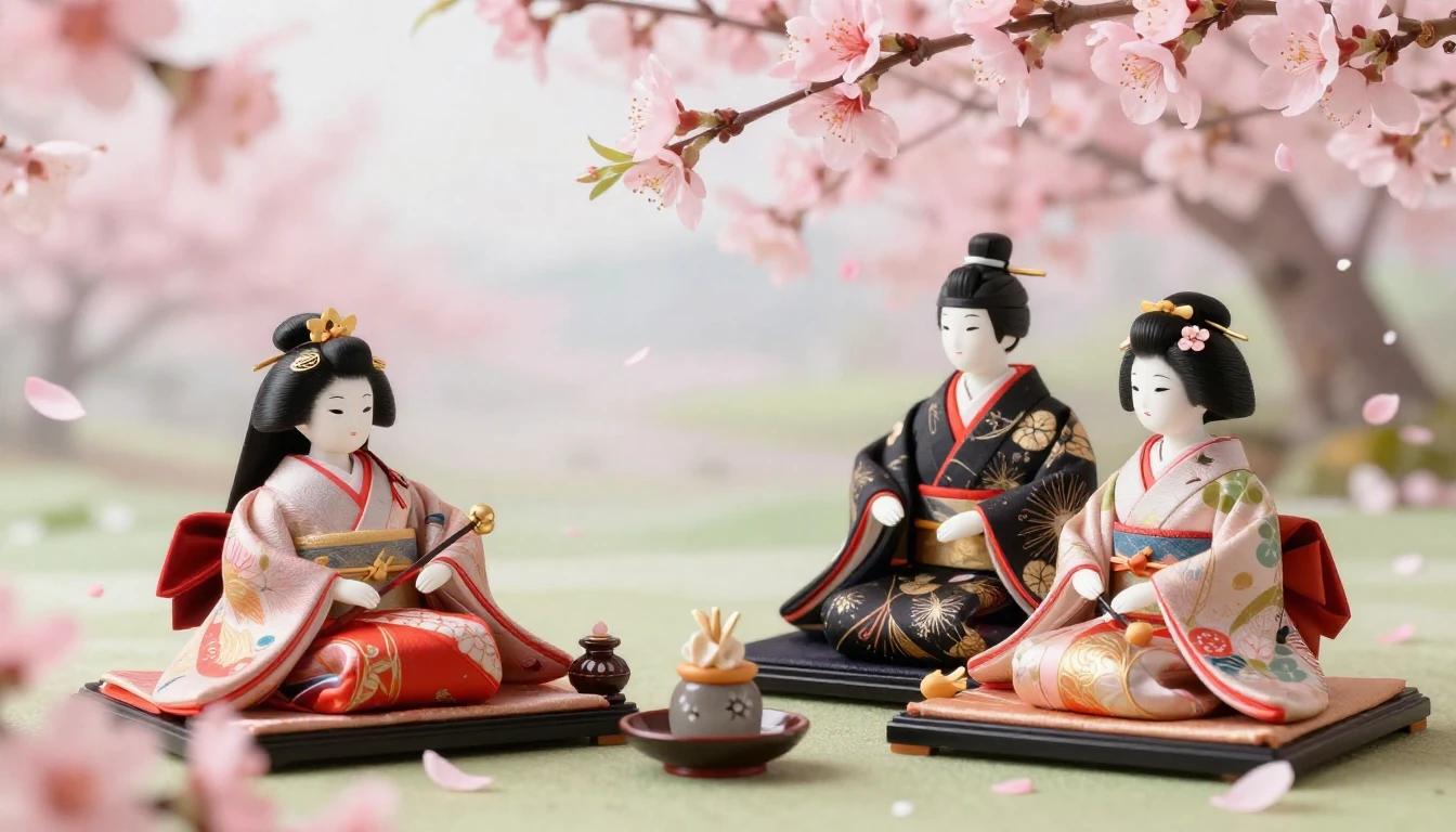A beautiful and serene scene featuring traditional Japanese ...