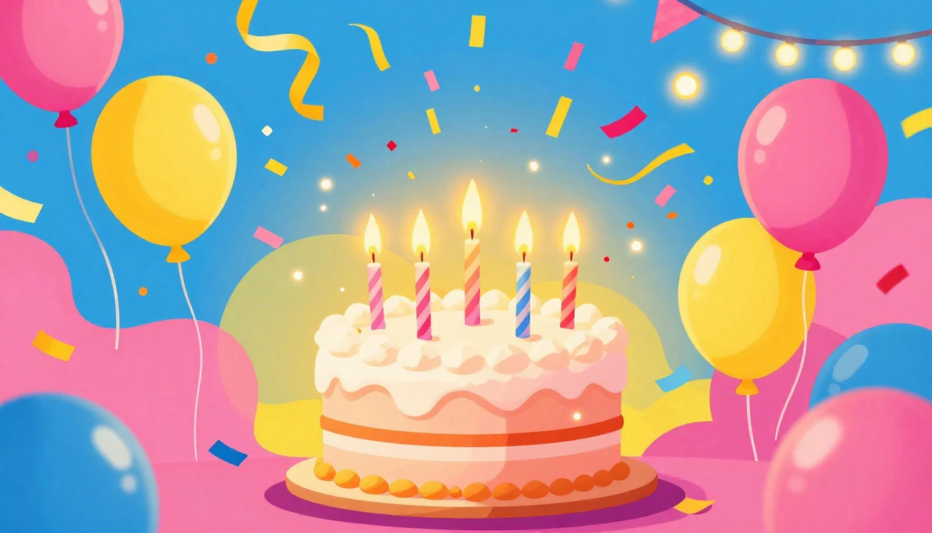 A vibrant and energetic birthday celebration scene, featurin...