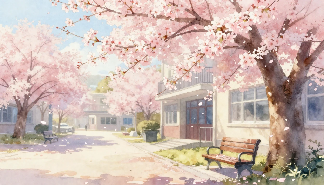 A beautiful watercolor painting of a cherry blossom tree in ...