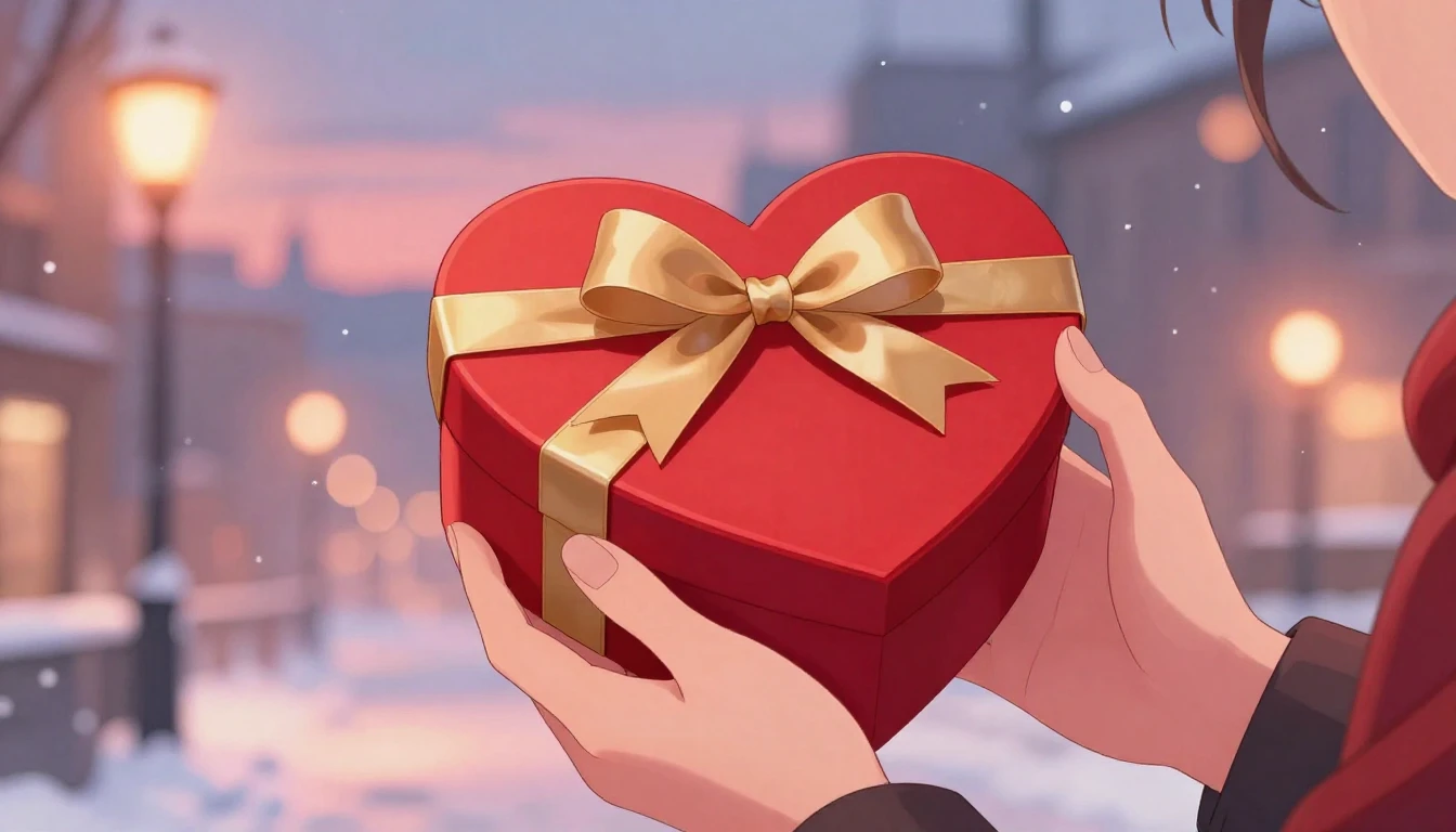 A romantic anime-style illustration focusing on a pair of ha...