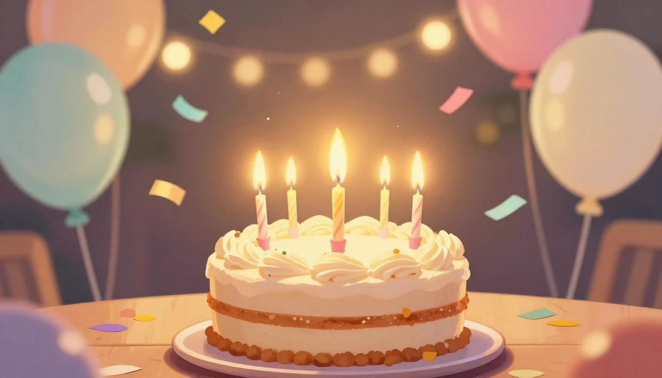 A vibrant and heartwarming illustration of a birthday celebr...
