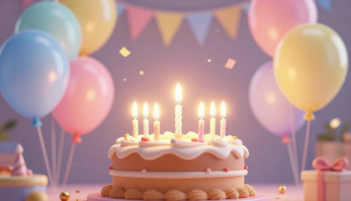 A vibrant and festive birthday celebration scene, focusing o...