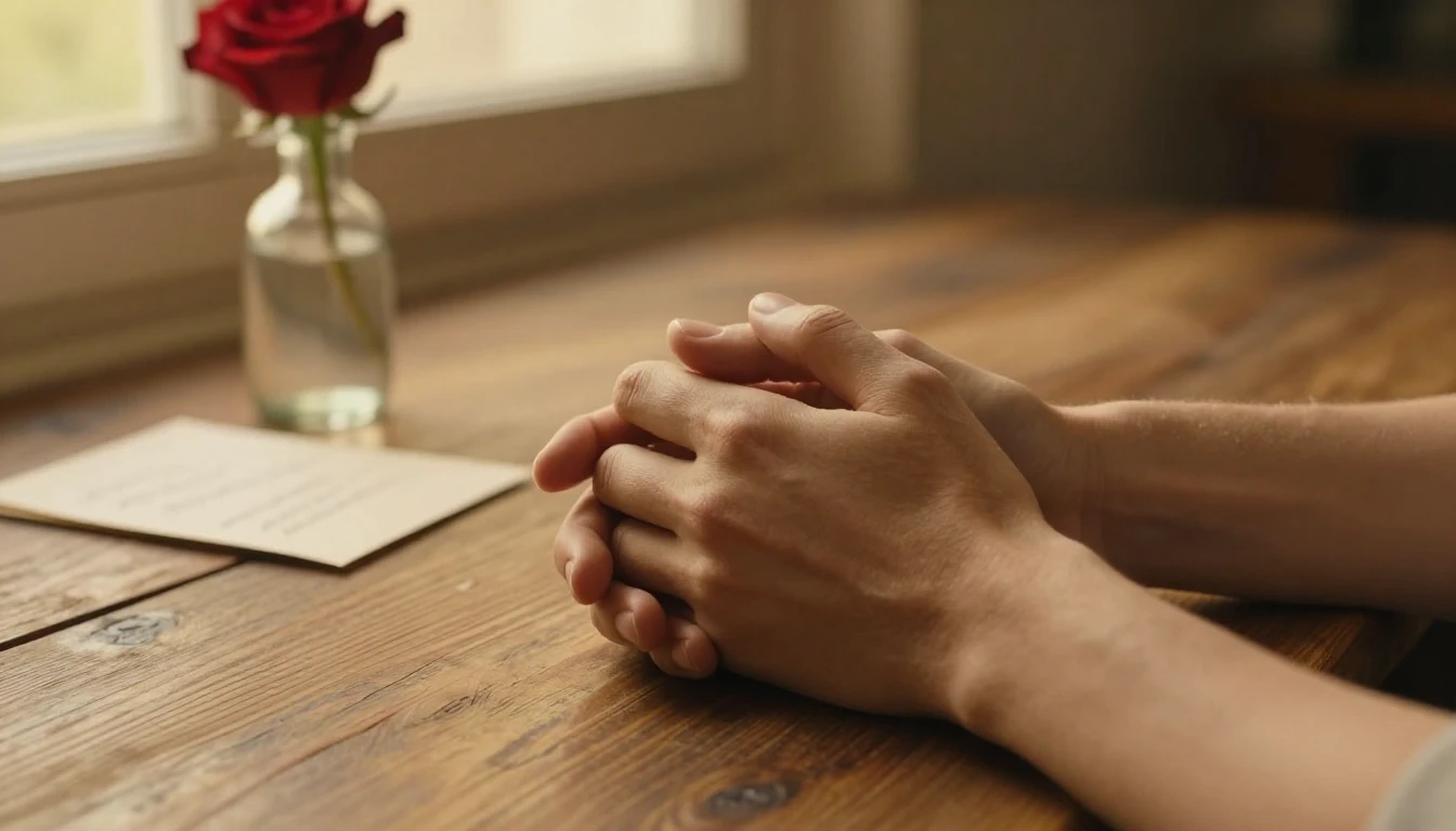 A warm and intimate close-up shot of two hands holding each ...